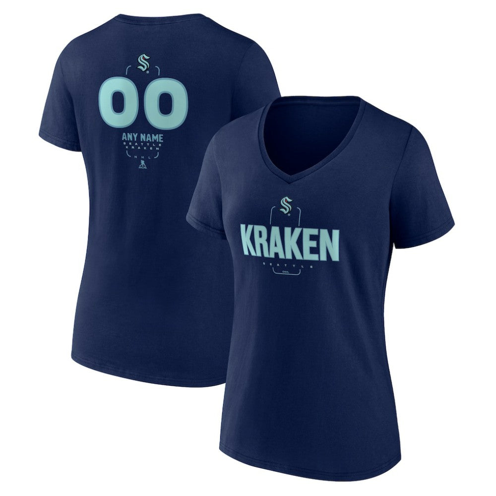 Seattle Kraken Women's Personalized Name & Number Midfielder V-Neck T-Shirt On Sale