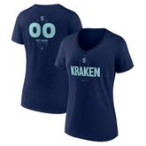 Seattle Kraken Women's Personalized Name & Number Midfielder V-Neck T-Shirt On Sale