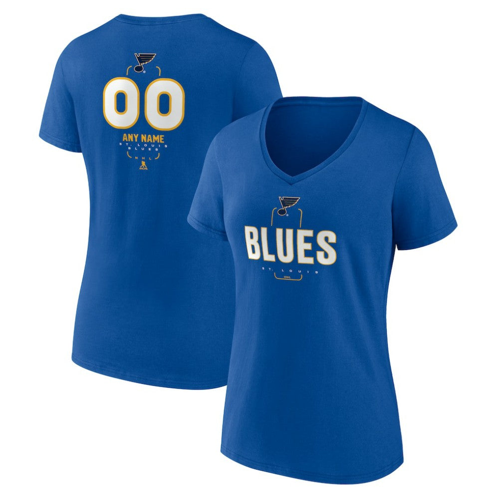 St. Louis Blues Women's Personalized Name & Number Midfielder V-Neck T-Shirt For Sale
