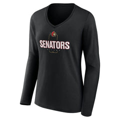 Ottawa Senators Women's Personalized Name & Number Midfielder Long Sleeve V-Neck T-Shirt For Sale