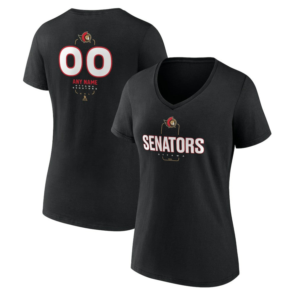 Ottawa Senators Women's Personalized Name & Number Midfielder V-Neck T-Shirt For Sale