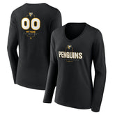 Pittsburgh Penguins Women's Personalized Name & Number Midfielder Long Sleeve V-Neck T-Shirt Sale