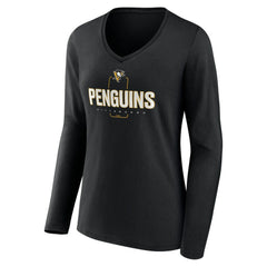 Pittsburgh Penguins Women's Personalized Name & Number Midfielder Long Sleeve V-Neck T-Shirt Sale