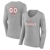 Detroit Red Wings Women's Personalized Name & Number Midfielder Long Sleeve V-Neck T-Shirt On Sale