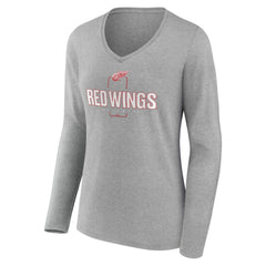 Detroit Red Wings Women's Personalized Name & Number Midfielder Long Sleeve V-Neck T-Shirt On Sale