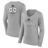 Philadelphia Flyers Women's Personalized Name & Number Midfielder Long Sleeve V-Neck T-Shirt Discount