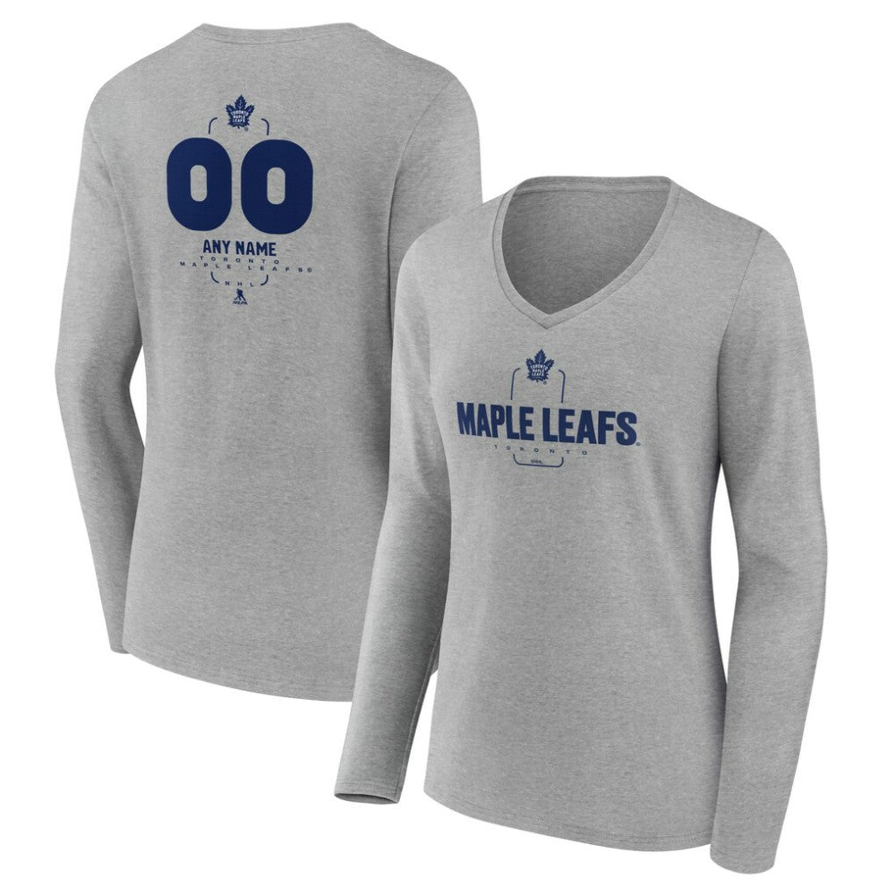 Toronto Maple Leafs Women's Personalized Name & Number Midfielder Long Sleeve V-Neck T-Shirt Discount