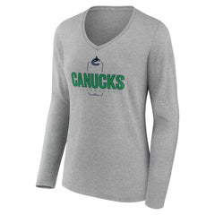Vancouver Canucks Women's Personalized Name & Number Midfielder Long Sleeve V-Neck T-Shirt For Sale