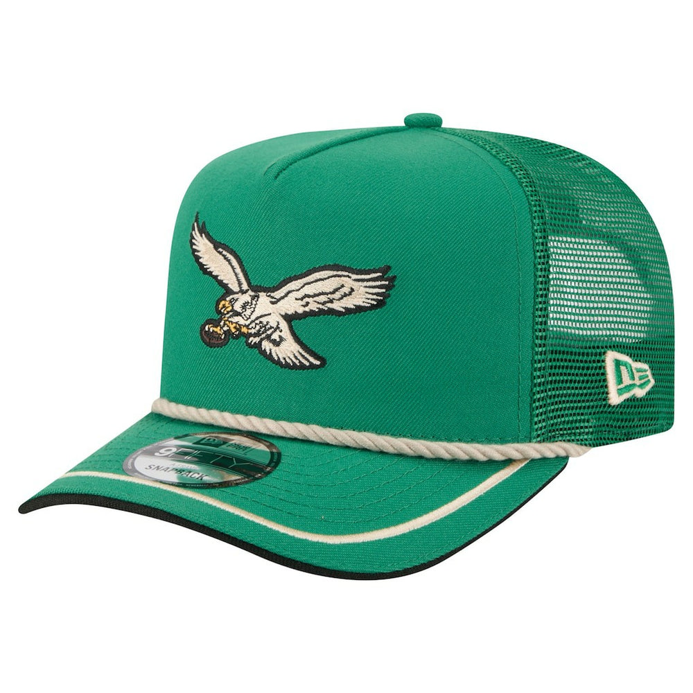 Philadelphia Eagles New Era Vintage Team Rope A-Frame Trucker 9FIFTY Snapback Hat