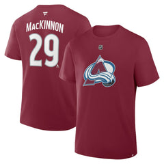 Nathan MacKinnon Colorado Avalanche Fanatics Authentic Stack Name & Number T-Shirt Sale