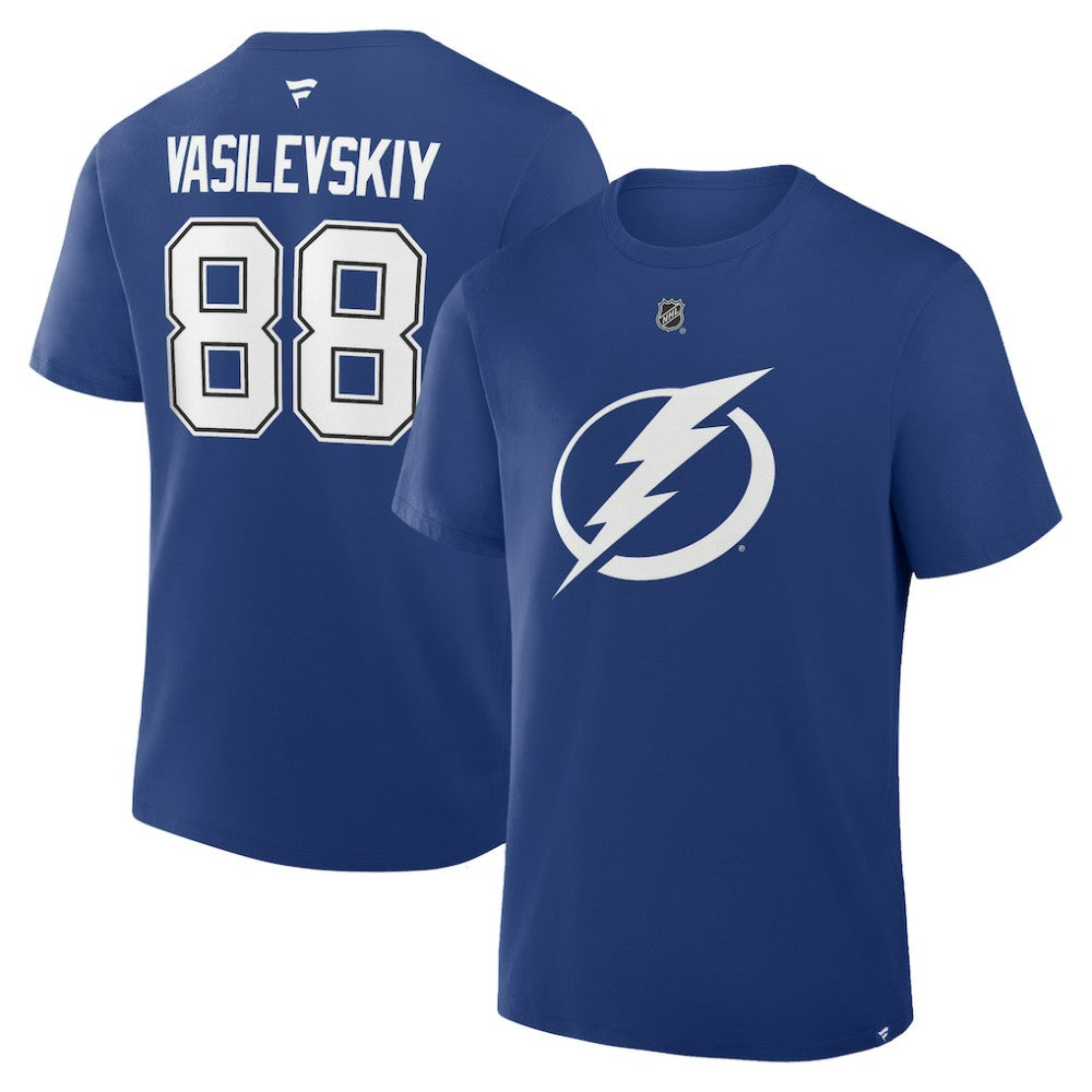 Andrei Vasilevskiy Tampa Bay Lightning Fanatics Authentic Stack Name & Number T-Shirt For Sale