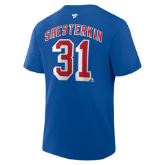 Igor Shesterkin New York Rangers Fanatics Authentic Stack Name & Number T-Shirt For Sale