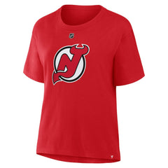 Jack Hughes New Jersey Devils Fanatics Women's Authentic Stack Name & Number T-Shirt Outlet