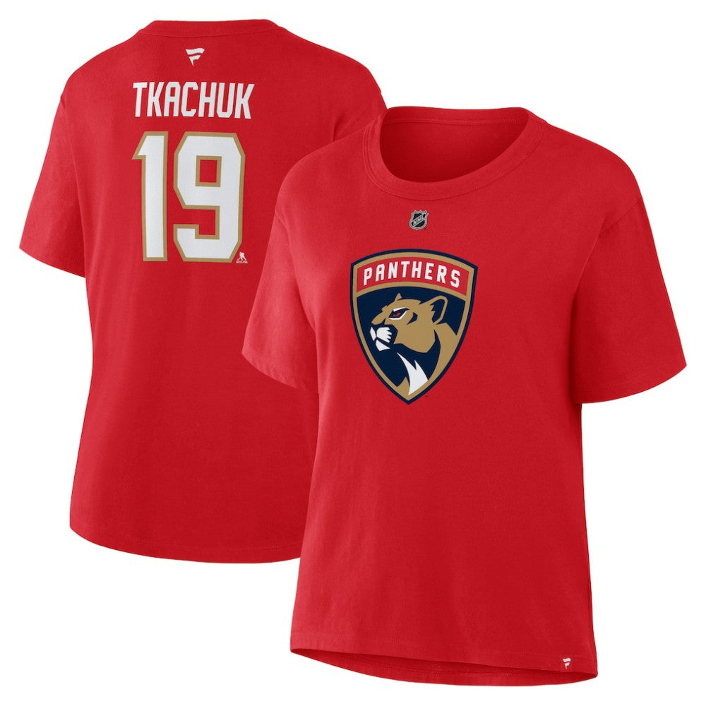 Matthew Tkachuk Florida Panthers Fanatics Women's Authentic Stack Name & Number T-Shirt Sale