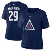 Nathan MacKinnon Colorado Avalanche Fanatics Women's Authentic Stack Name & Number T-Shirt On Sale