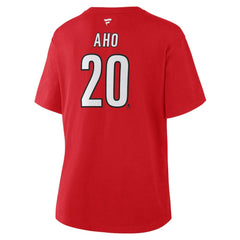 Sebastian Aho Carolina Hurricanes Fanatics Women's Authentic Stack Name & Number T-Shirt On Sale