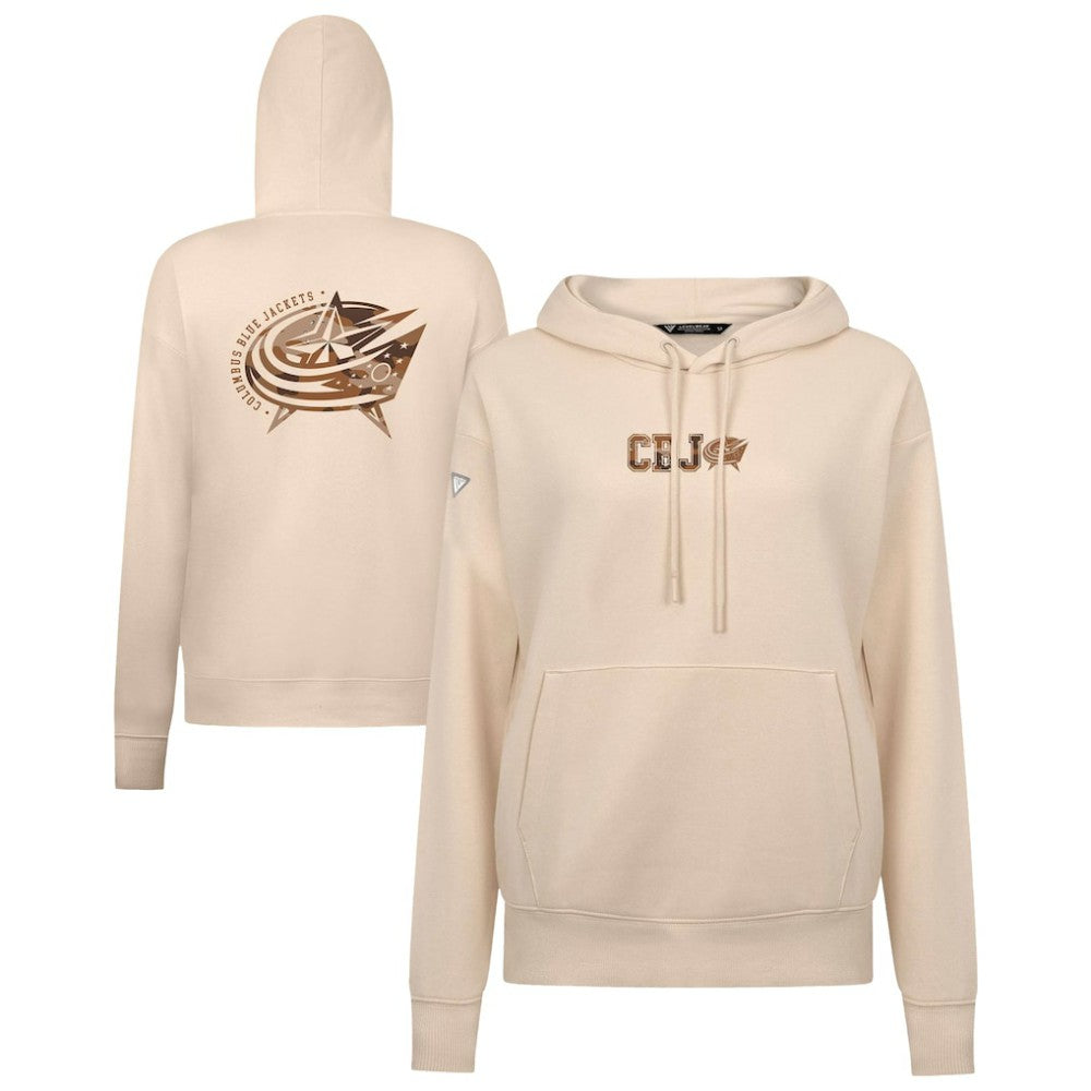Columbus Blue Jackets Levelwear Women's Desert Camo Adorn Battalion Pullover Hoodie On Sale