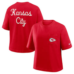 Kansas City Chiefs Nike Women's Rewind Pocket Boxy T-Shirt
