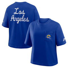 Los Angeles Rams Nike Women's Rewind Pocket Boxy T-Shirt