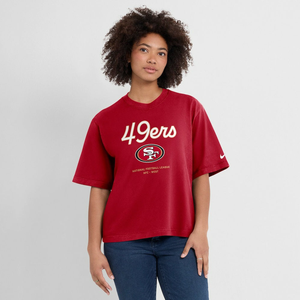 San Francisco 49ers Nike Women's Essential Script Relaxed Boxy T-Shirt