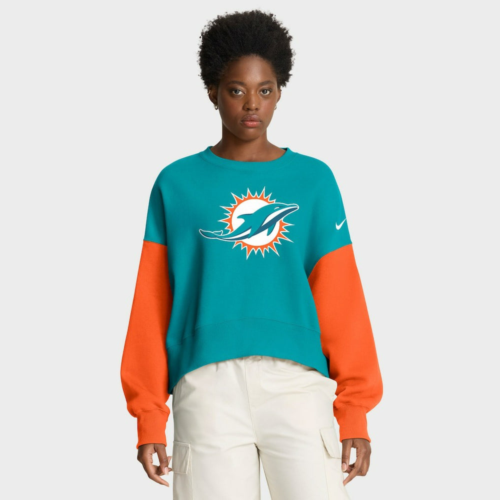 Miami Dolphins Nike Women's Oversized Color-Block Pullover Sweatshirt