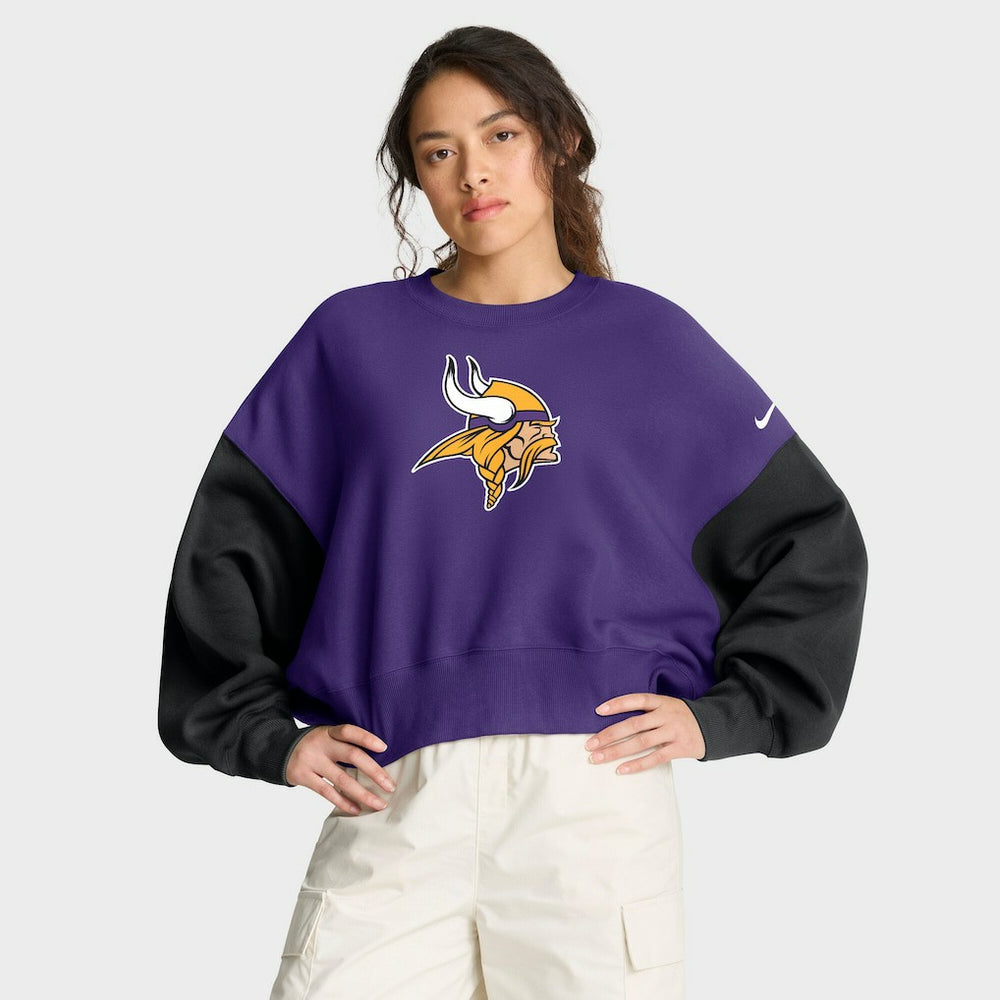Minnesota Vikings Nike Women's Oversized Color-Block Pullover Sweatshirt