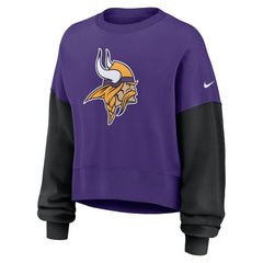Minnesota Vikings Nike Women's Oversized Color-Block Pullover Sweatshirt