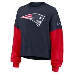 New England Patriots Nike Women's Oversized Color-Block Pullover Sweatshirt
