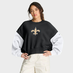New Orleans Saints Nike Women's Oversized Color-Block Pullover Sweatshirt