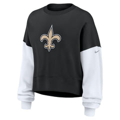 New Orleans Saints Nike Women's Oversized Color-Block Pullover Sweatshirt