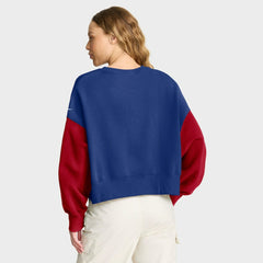 New York Giants Nike Women's Oversized Color-Block Pullover Sweatshirt