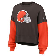 Cleveland Browns Nike Women's Oversized Color-Block Pullover Sweatshirt