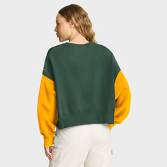 Green Bay Packers Nike Women's Oversized Color-Block Pullover Sweatshirt