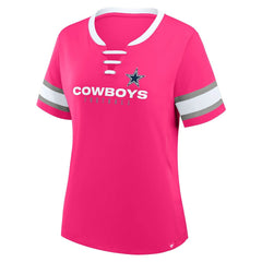 Dallas Cowboys Fanatics Women's Redzone Draw Play Athena Lace-Up T-Shirt