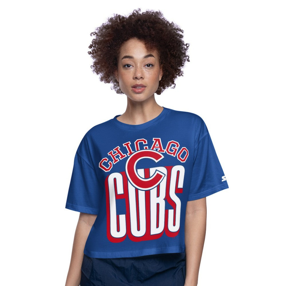 Chicago Cubs Starter Women's Play the Ball Boxy Cropped T-Shirt | MLB Outlet