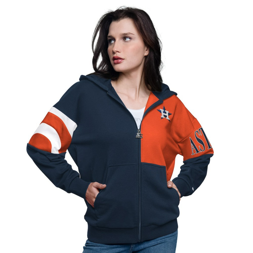 Houston Astros Starter Women's Curve Ball Full Zip Hoodie Sweatshirt | MLB New