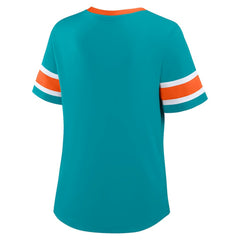 Miami Dolphins Fanatics Women's Redzone Draw Play Athena Lace-Up T-Shirt
