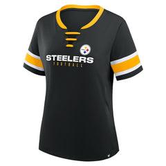 Pittsburgh Steelers Fanatics Women's Redzone Draw Play Athena Lace-Up T-Shirt