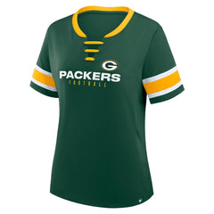 Green Bay Packers Fanatics Women's Redzone Draw Play Athena Lace-Up T-Shirt