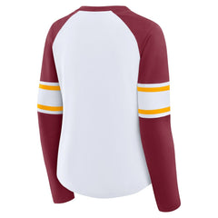 Washington Commanders Fanatics Women's Redzone Blitz Package Raglan Lace-Up V-Neck Long Sleeve T-Shirt