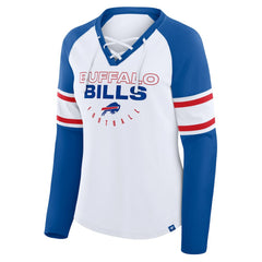 Buffalo Bills Fanatics Women's Redzone Blitz Package Raglan Lace-Up V-Neck Long Sleeve T-Shirt