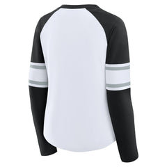 Las Vegas Raiders Fanatics Women's Redzone Blitz Package Raglan Lace-Up V-Neck Long Sleeve T-Shirt