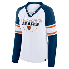 Chicago Bears Fanatics Women's Redzone Blitz Package Raglan Lace-Up V-Neck Long Sleeve T-Shirt