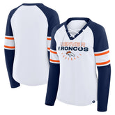 Denver Broncos Fanatics Women's Redzone Blitz Package Raglan Lace-Up V-Neck Long Sleeve T-Shirt