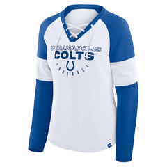 Indianapolis Colts Fanatics Women's Redzone Blitz Package Raglan Lace-Up V-Neck Long Sleeve T-Shirt