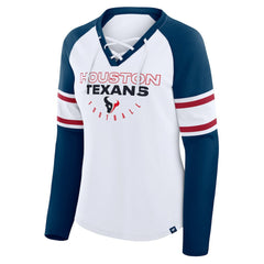 Houston Texans Fanatics Women's Redzone Blitz Package Raglan Lace-Up V-Neck Long Sleeve T-Shirt