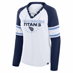 Tennessee Titans Fanatics Women's Redzone Blitz Package Raglan Lace-Up V-Neck Long Sleeve T-Shirt