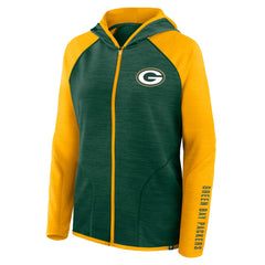 Green Bay Packers Fanatics Women's Redzone End Around Pass Raglan Full-Zip Hoodie