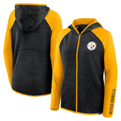 Pittsburgh Steelers Fanatics Women's Redzone End Around Pass Raglan Full-Zip Hoodie