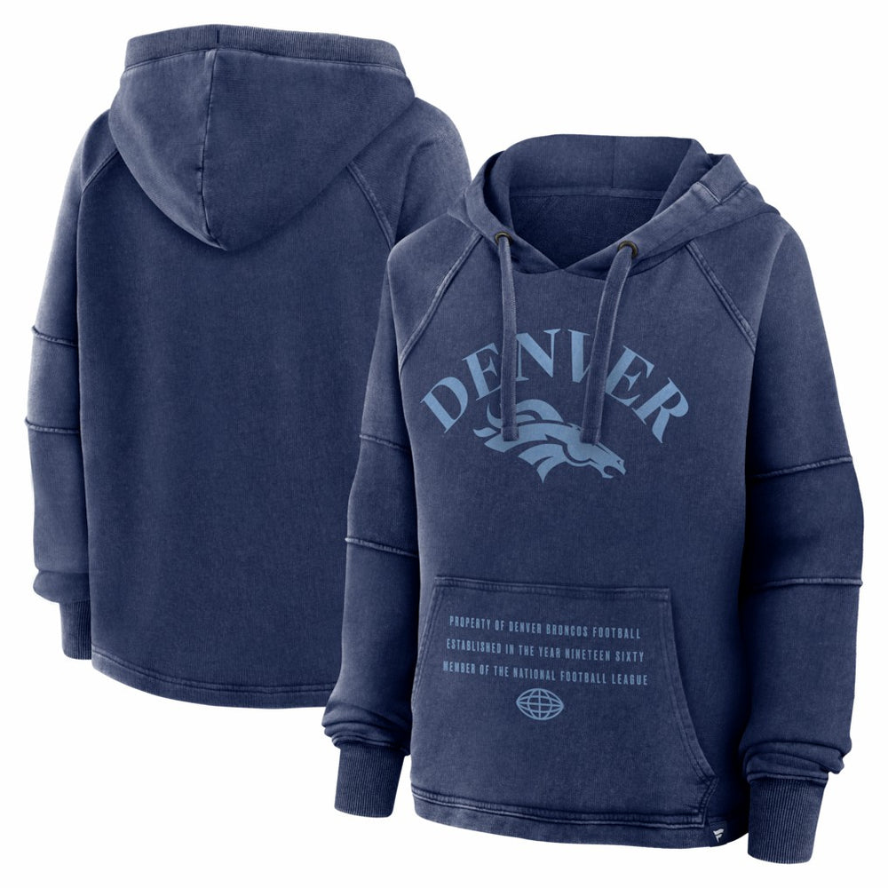 Denver Broncos Fanatics Women's Oversized Raglan Gridiron Hoodie